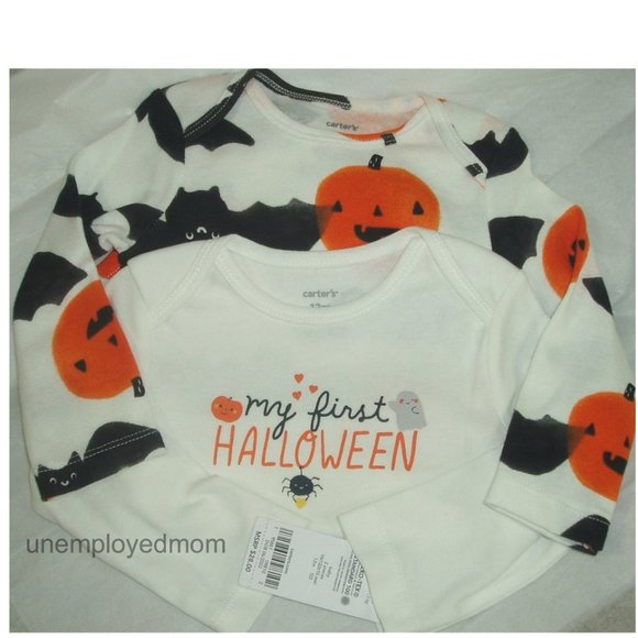 My First Halloween 2 Bodysuits Carters Long Sleeve Tee 1st Top Boys Girls 18M - Picture 3 of 6